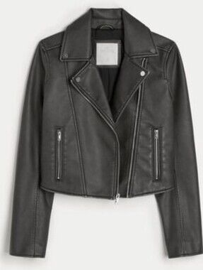 Hollister Vegan Leather Biker Jacket NWT Black Size XL